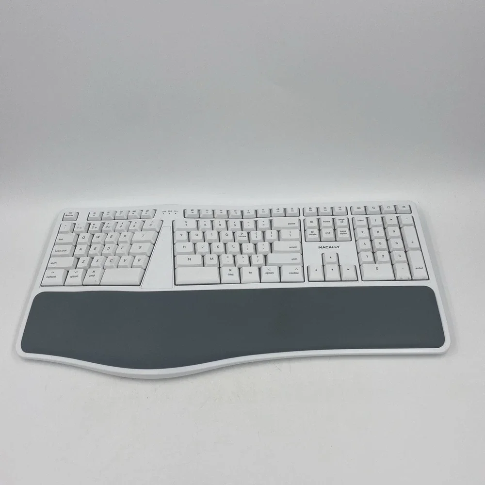 Macally Wireless Ergonomic Keyboard White Bluetooth Split Mac Layout RFBTKEYB